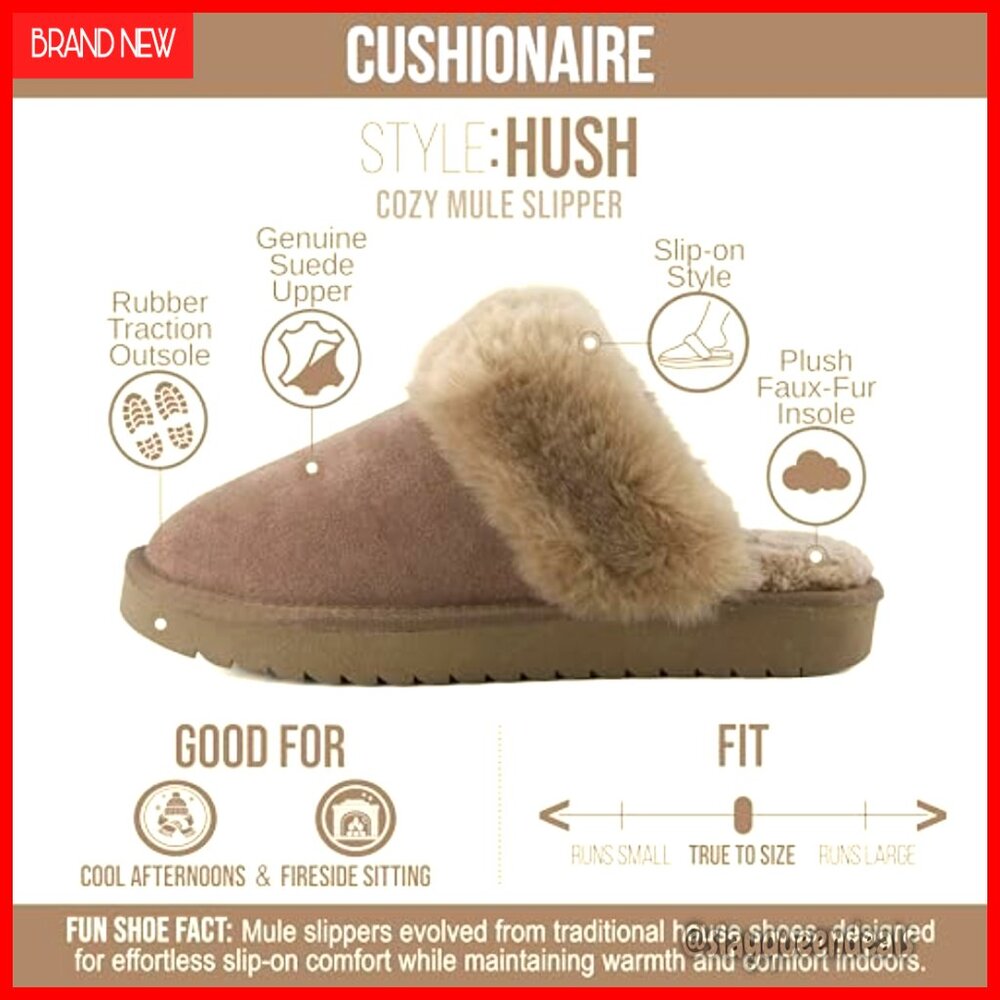 Women's Faux Fur Lined Mule Slippers Slip On Comfort Indoor Outdoor - Picture 4 of 7